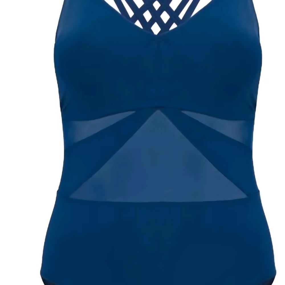 Bleu Rod Beattie Blue One Piece Swimsuit with Halter Neck, SIZE 18W - Picture 3 of 6